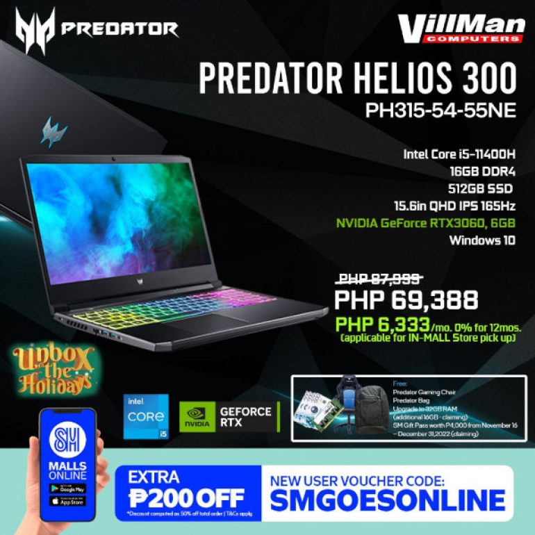 SM Malls Online app - Predator Helios 300