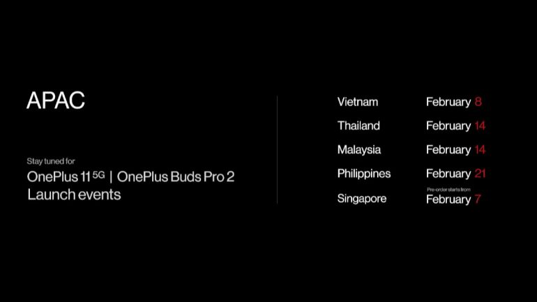 OnePlus 11 - global launch - APAC date