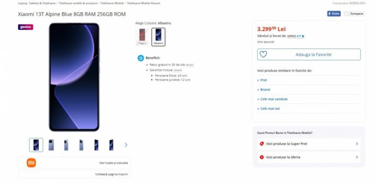 Xiaomi 13T series Romanian listing Xiaomi 13T 1