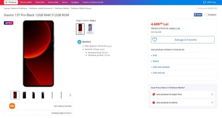 Xiaomi 13T series Romanian listing Xiaomi 13T Pro 1