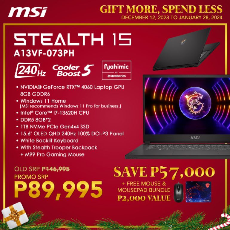 MSI Gift More, Spend Less promo MSI Stealth 15