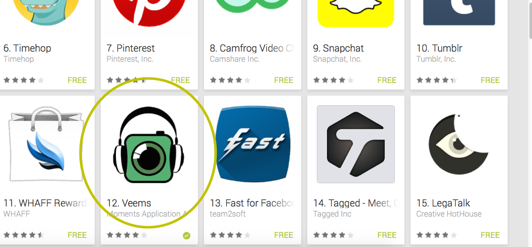 Veems Outranks Vine and LinkedIn’s Ranking in Google Play