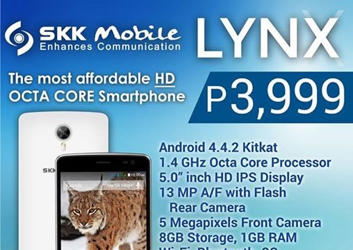 SKK Mobile Lynx priced Php 3,999, now cheapest octa-core HD Android phone in the Philippines