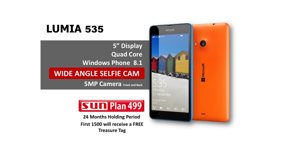 Microsoft Lumia 535 is Now Available at Sun Plan 499