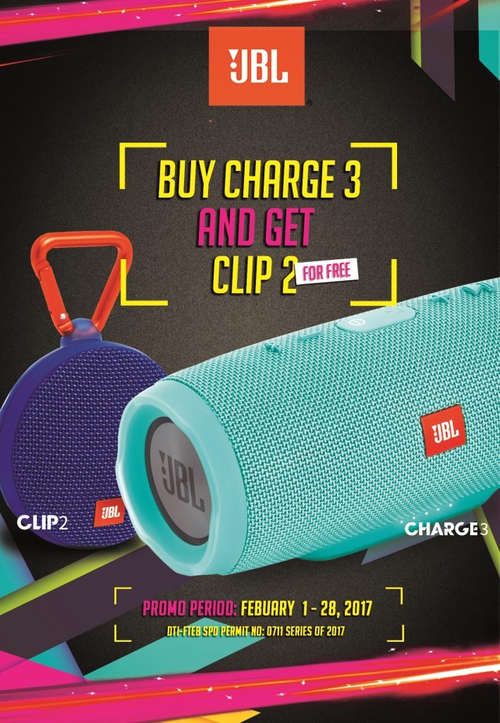 Get a JBL Clip 2 for FREE When You Buy a JBL Charge 3! (February 1 to 28 Only)