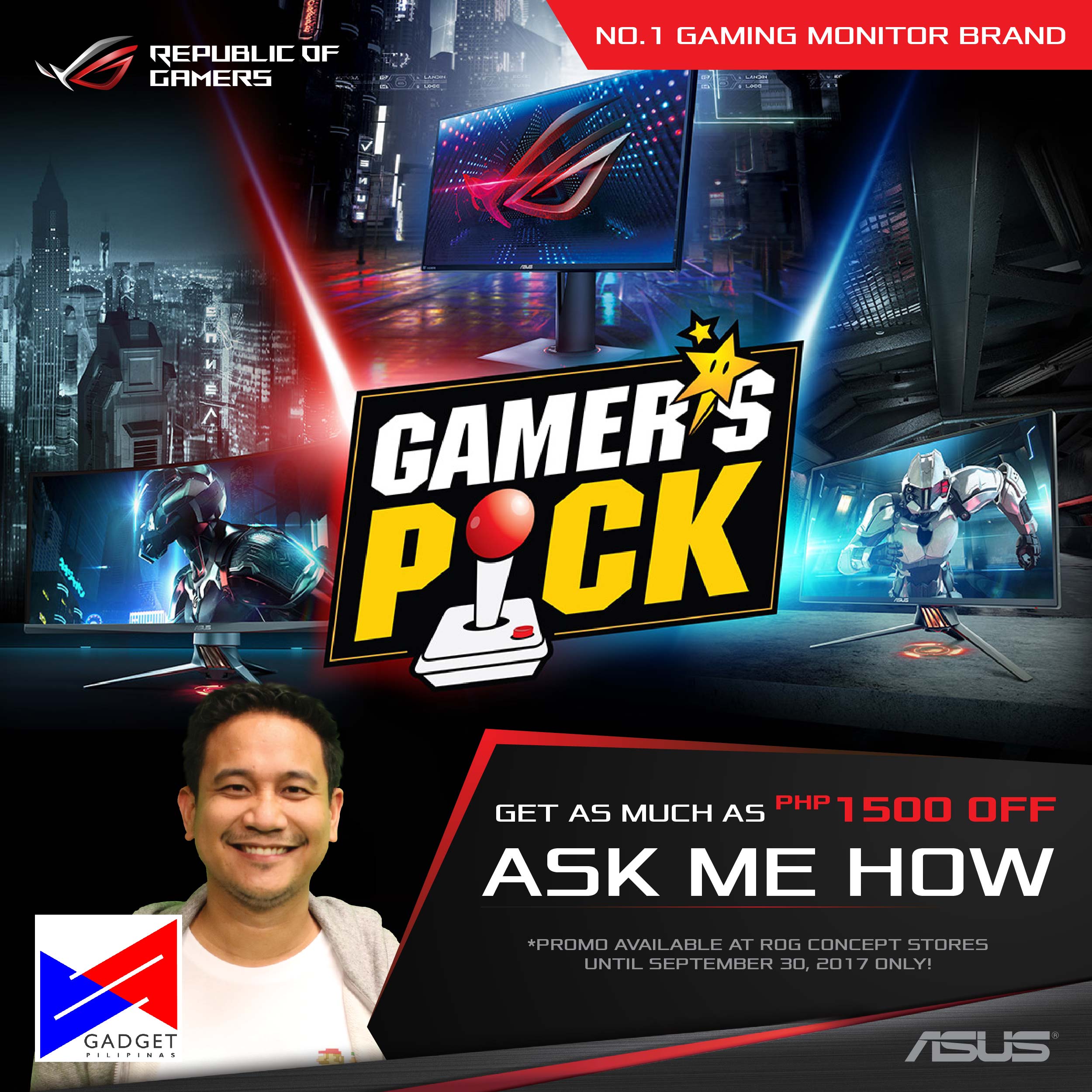Get as much as PhP1500 discount with this ASUS ROG Gaming Monitor Promo
