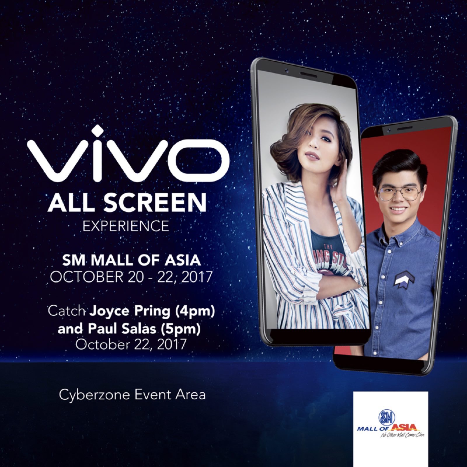 Catch the Vivo V7+ All Screen Experience Mall Tour at the SM Mall of Asia on October 20 to 22!