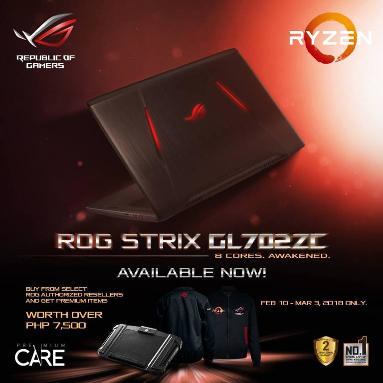 Get FREE Premium Items with Every Purchase of an ROG GL702ZC Gaming Laptop!