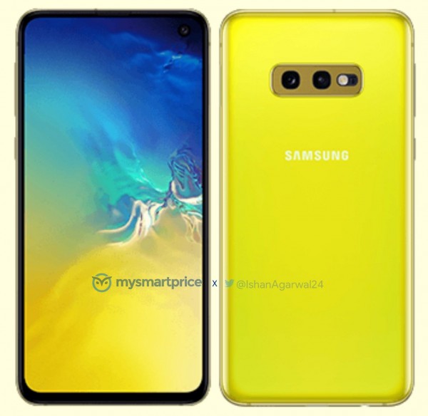 Canary Yellow Samsung Galaxy S10e renders surface