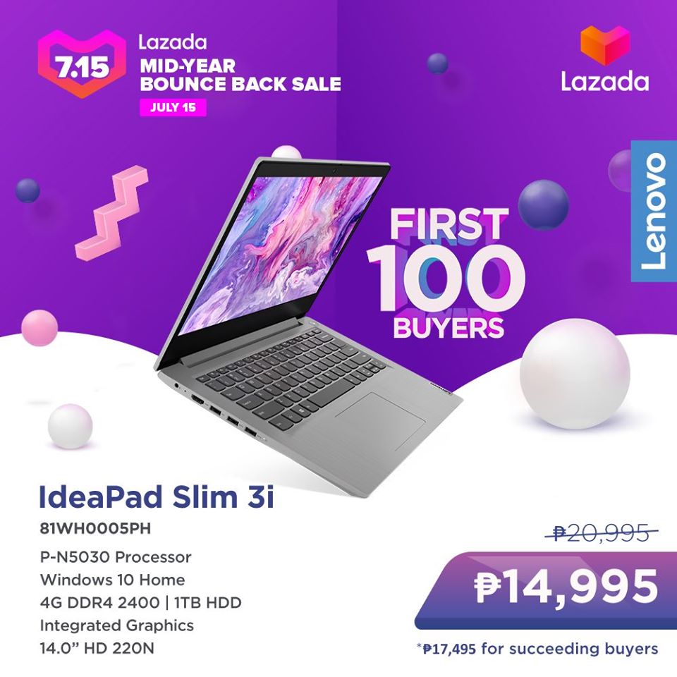 Get Huge Discounts on Select Lenovo Laptops at Lazada’s Mid-Year Bounce Back Sale!