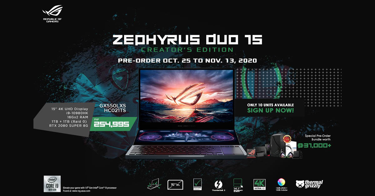 ASUS Launches ROG Zephyrus Duo 15 Creator’s Edition in PH