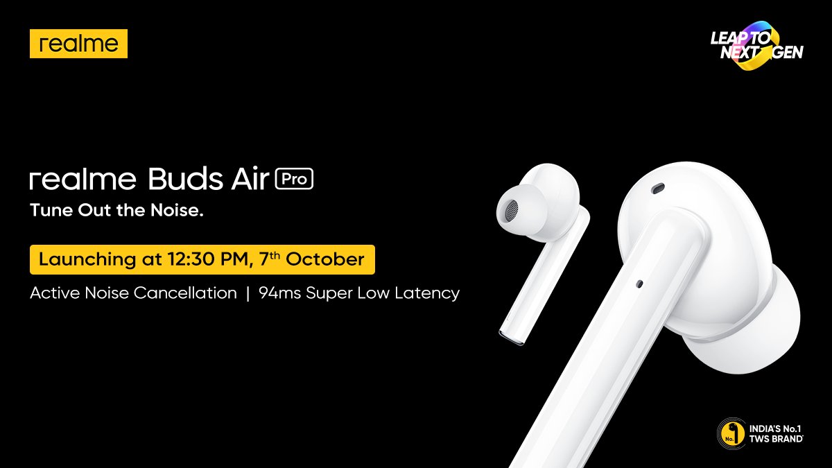 realme Set to Launch Buds Air Pro and Buds Wireless Pro on October 7