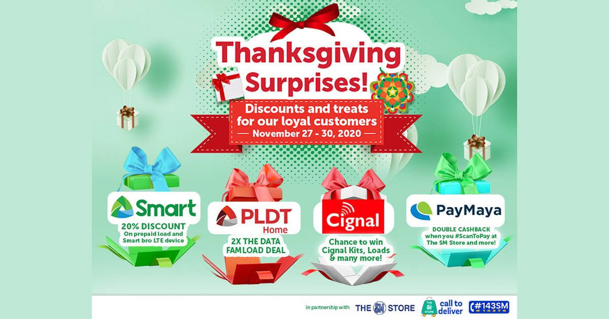 PLDT, Smart, Cignal, and PayMaya Offer Huge Discounts at SM During Thanksgiving Weekend