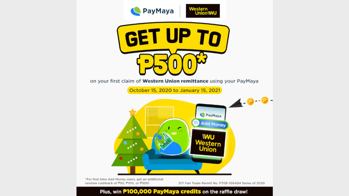 Get up to PhP500 Cashback When You Claim Your Western Union Remittance with PayMaya for the First Time