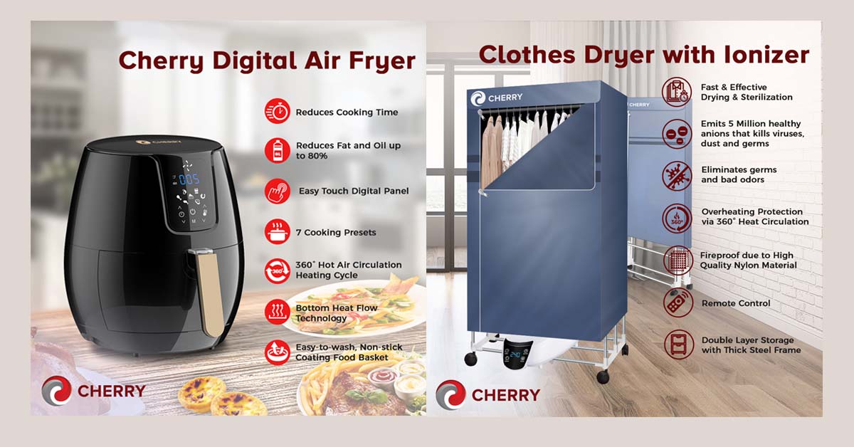 Cherry Digital Air Fryer and Clothes Dryer with Ionizer Now Available in PH
