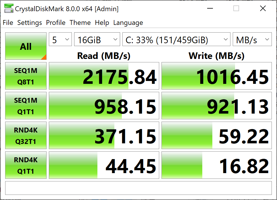 Dell Inspiron 14 7400 Review - Storage Benchmark 16GB