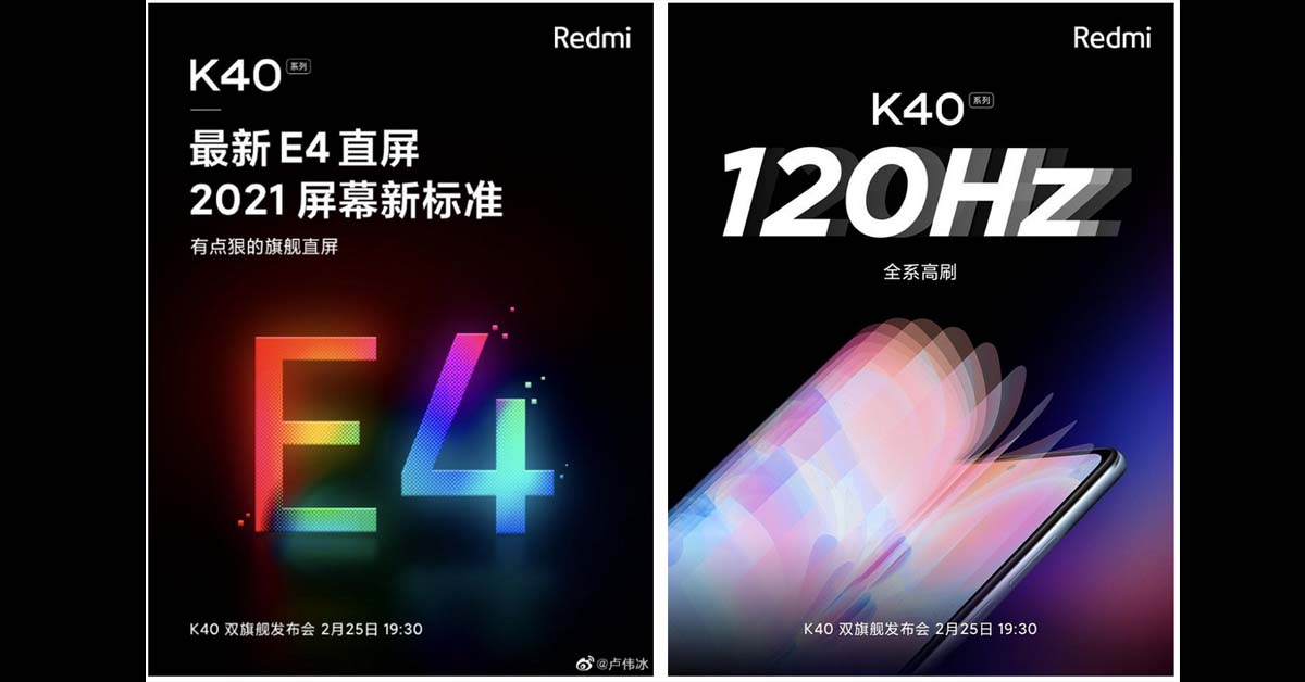 Redmi K40 Series will pack Samsung E4 OLED Panels, 120Hz refresh rates confirmed