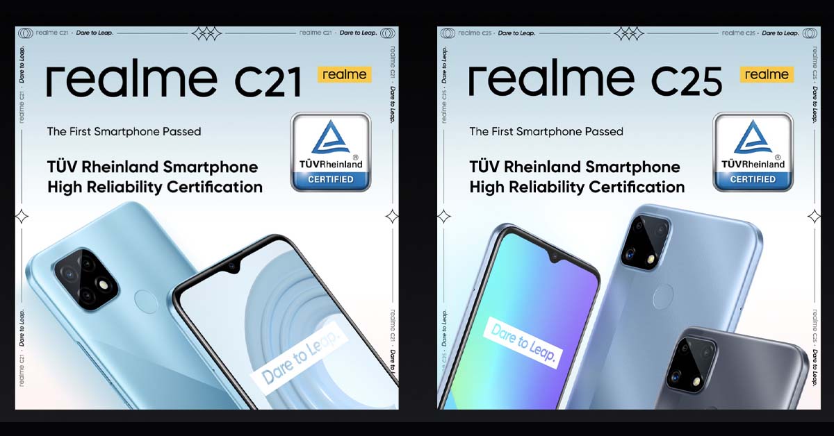 realme C25 and C21 Receive TÜV Rheinland High-Reliability Certification