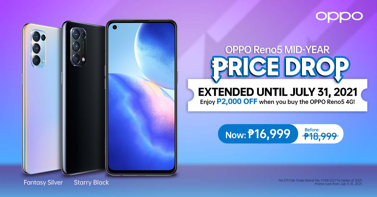 Up to PhP2,000 Off on OPPO Reno5 4G and A15s  Until July 31!