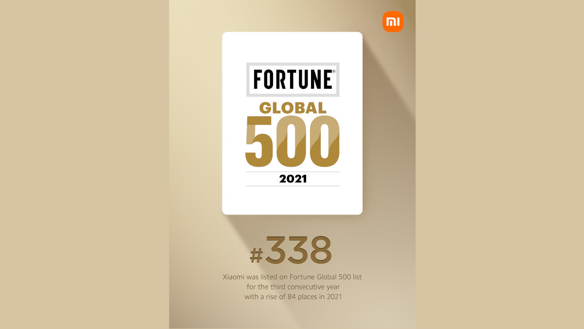 Xiaomi Rises to 338th in 2021 Fortune Global 500
