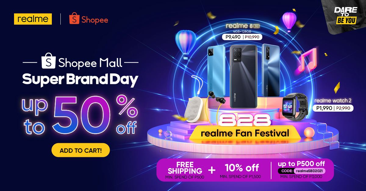 Up to 50% Off on Selected realme Products via Shopee from August 26 to 28