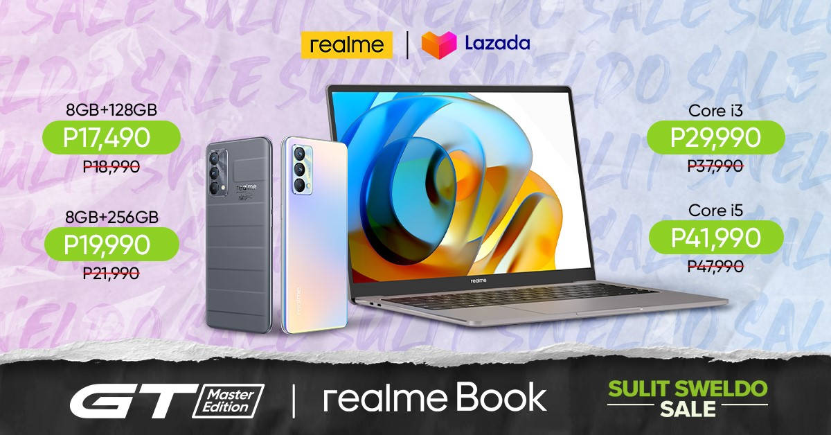 Get up to PHP 8,000 Off on the realme GT Master Edition and realme Book on the Lazada Sulit Sweldo Sale