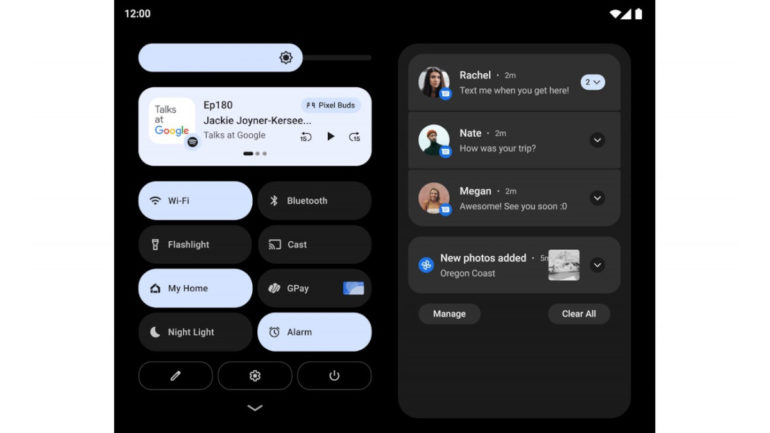 Android 12L notification panel