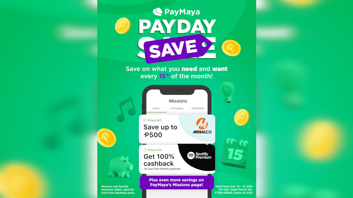 PayMaya Announces PayMaya PayDay Save Offers until October 17, 2021