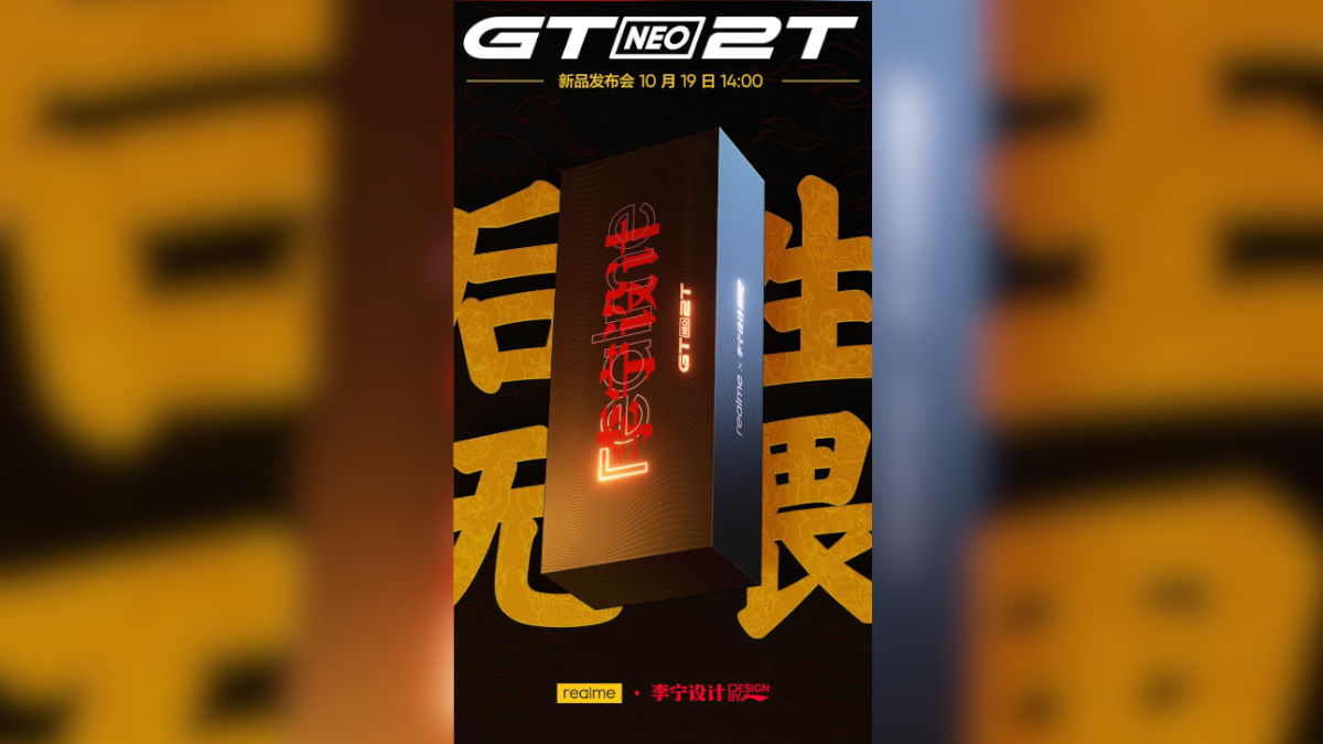 realme GT Neo2T Set to be Launched on October 19