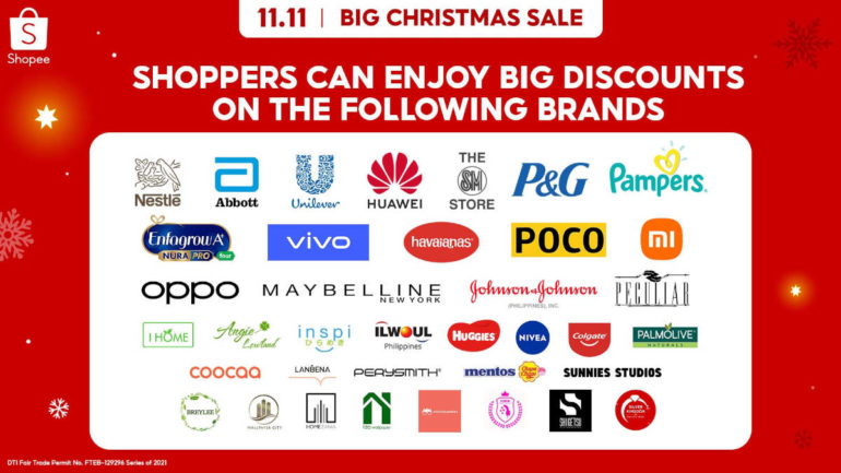 Shopee 11.11 Big Christmas Sale brands