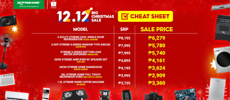 XTREME Appliances - Shopee 12.12 Big Christmas Sale - cheat sheet 2
