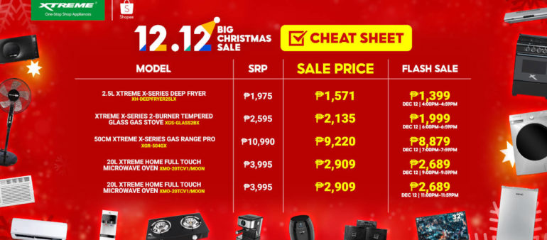 XTREME Appliances - Shopee 12.12 Big Christmas Sale - cheat sheet 4