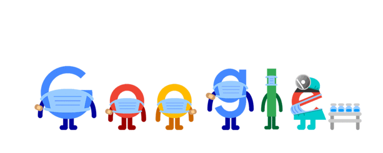 Google doodle urges people to wear masks and get vaccinated