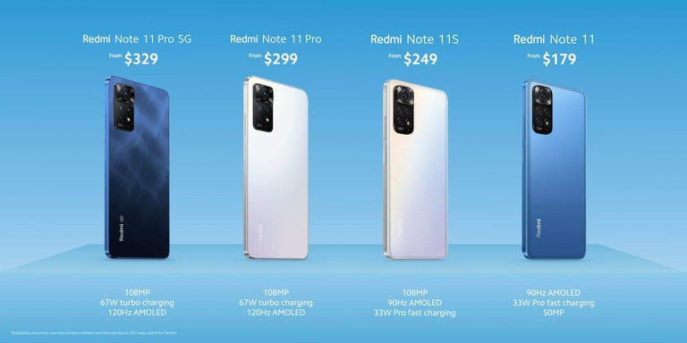 Redmi Note 11 series - global launch price