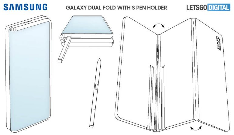 Samsung Galaxy Dual Fold with S Pen Holder Patent Surfaces