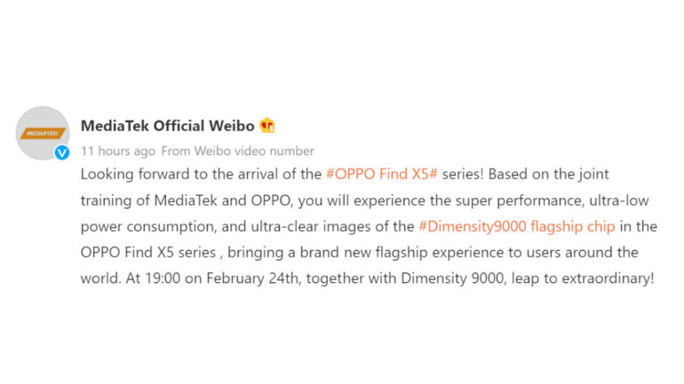 MediaTek Official Weibo Dimensity 9000