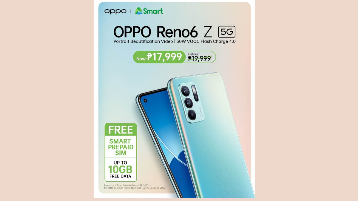 OPPO Reno6 Z 5G Now Available with a Promo Price from Smart and TNT