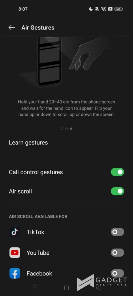 Air Gestures App Scroll