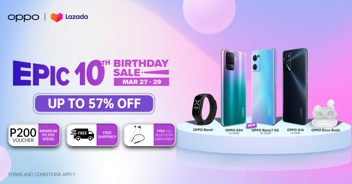 Celebrate the 10th Birthday of Lazada with Up to 57% Off on OPPO Gadgets
