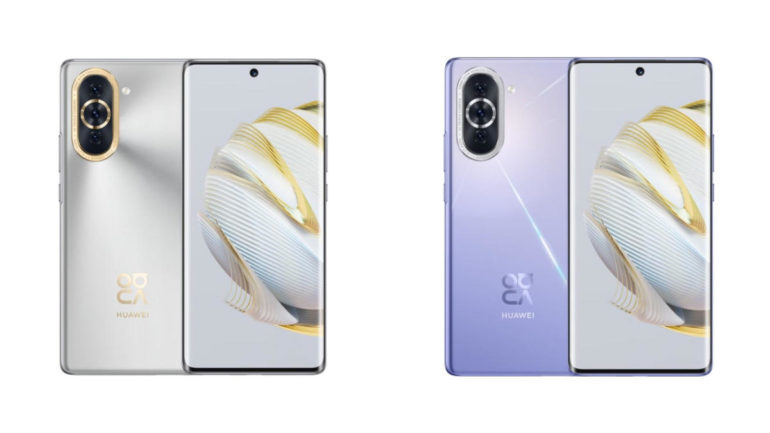 Huawei nova 10 silver and purple