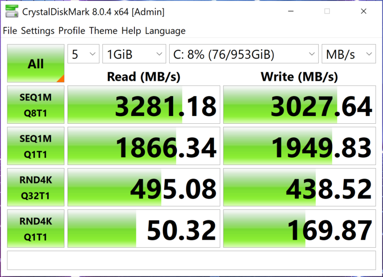 Lenovo Yoga Slim 9i Review SSD Benchmark 1GB