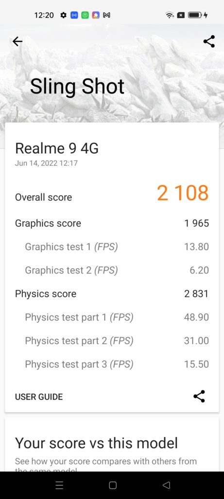 Realme 9 4G Review 3DMark Slingshot Benchmark
