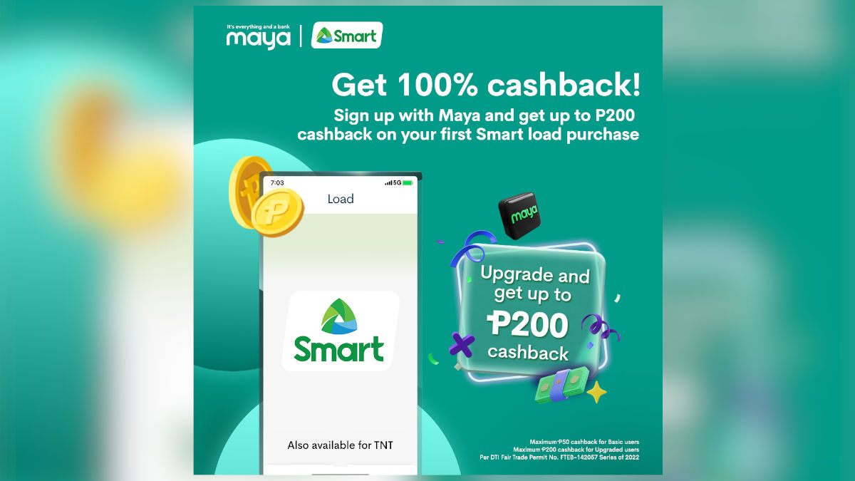 Get 100% Instant Cashback When You Buy Smart Prepaid, Smart Bro, and TNT Load on the Maya App