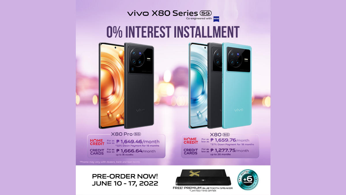 vivo X80 Series Installment Plans Available via Credit Card and Home Credit
