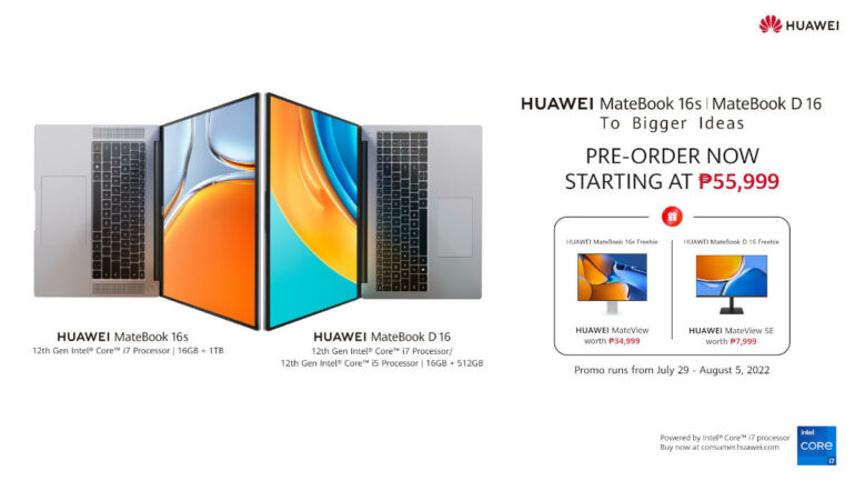 HUAWEI Mateboook D16 and 16s pre order details banner