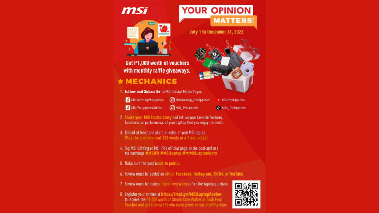 MSI Customer Review Campaign 2022 social media mechanics