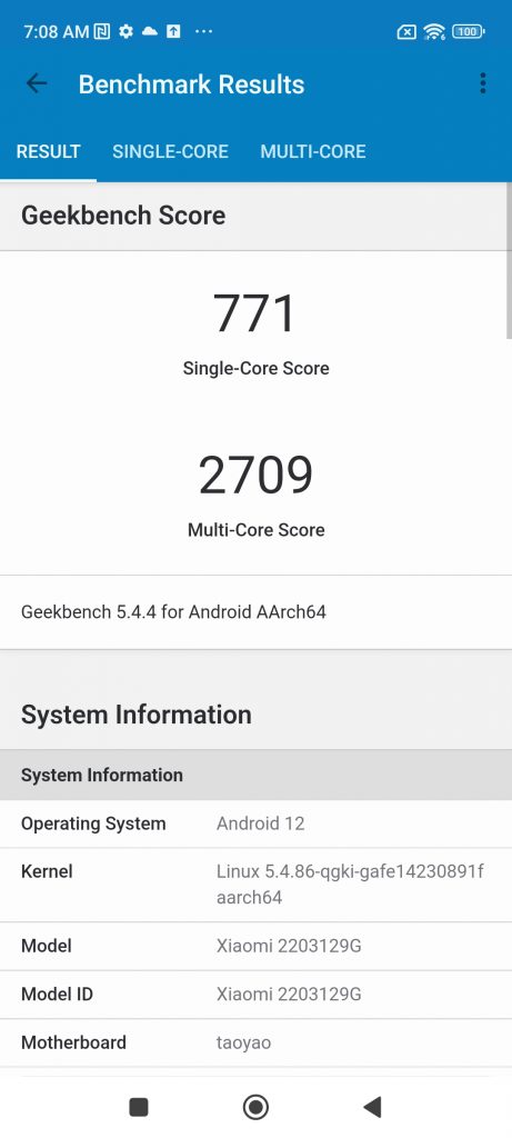 Xiaomi 12 Lite Review Geekbench