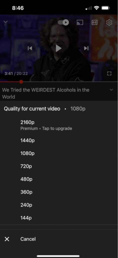 4K videos - YouTube Premium - screenshot