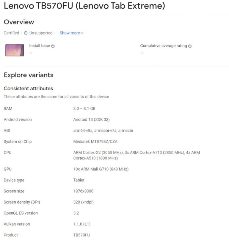 Lenovo Tab Extreme - Google Play Console listing - 1