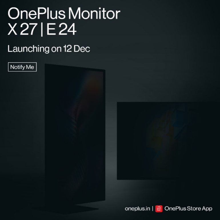 OnePlus Monitor X27 and Monitor E24 - India - December 12 launch - poster